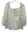 Trina Turk Size L White Cotton Long Balloon Sleeve Cut Out Shirred Back Top White / L