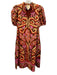 Emily McCarthy Size S Brown, Beige & Pink Cotton Blend Abstract Geometric Dress Brown, Beige & Pink / S