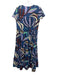 Oliphant Size M Blue & Multi Cotton Abstract Floral Flutter Cap Sleeve Dress Blue & Multi / M