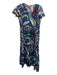 Oliphant Size M Blue & Multi Cotton Abstract Floral Flutter Cap Sleeve Dress Blue & Multi / M