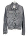 Jakett Size L Gray Blue Leather Button Front Fringe Trim Breast Pockets Jacket Gray Blue / L