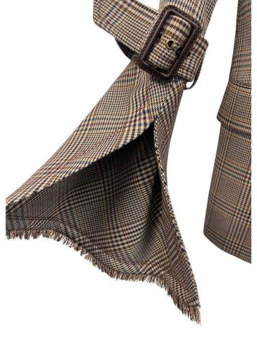 Ramy Brook Size 8 Cream, Brown & Blue Polyester Blend Houndstooth Plaid Jacket Cream, Brown & Blue / 8