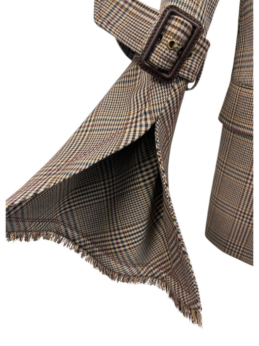 Ramy Brook Size 8 Cream, Brown & Blue Polyester Blend Houndstooth Plaid Jacket Cream, Brown & Blue / 8
