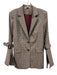 Ramy Brook Size 8 Cream, Brown & Blue Polyester Blend Houndstooth Plaid Jacket Cream, Brown & Blue / 8