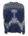 Hale Bob Size M Blue, White & Black Silk Floral Long Balloon Sleeve Top Blue, White & Black / M