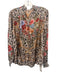 Johnny Was Size S Beige, Orange & Gray Silk Leopard Print Floral Button up Top Beige, Orange & Gray / S