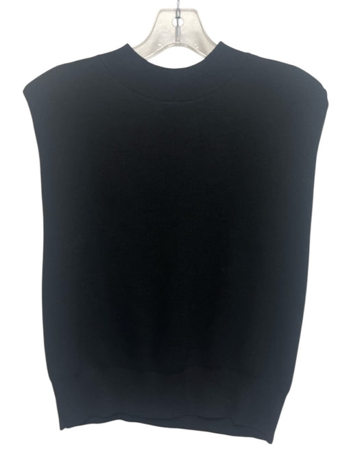 Favorite Daughter Size M Black Acrylic Blend Knit Shoulder Pads Mock Neck Top Black / M