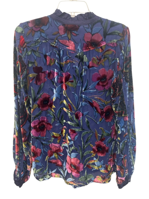 Johnny Was Size S Purple & Multi Rayon & Silk Velvet Burnout Paisley Top Purple & Multi / S