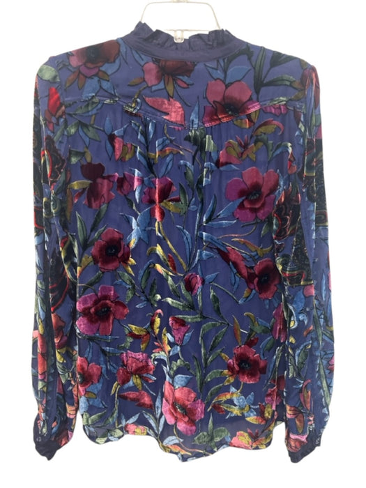 Johnny Was Size S Purple & Multi Rayon & Silk Velvet Burnout Paisley Top Purple & Multi / S