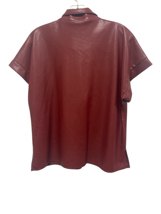 Emily McCarthy Size S Brick Red PU Leather Short Dolman Sleeve 1/2 Zip Top Brick Red / S