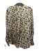 Go > Go Silk Size M Cream Beige & Black Silk Abstract Print Long Sleeve Top Cream Beige & Black / M