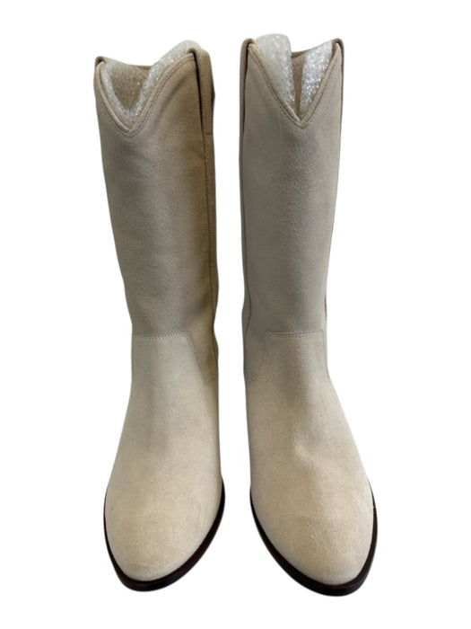 Kaanas Shoe Size 10 Taupe & Cream Suede Stacked Heel Pointed Almond Toe Boots Taupe & Cream / 10
