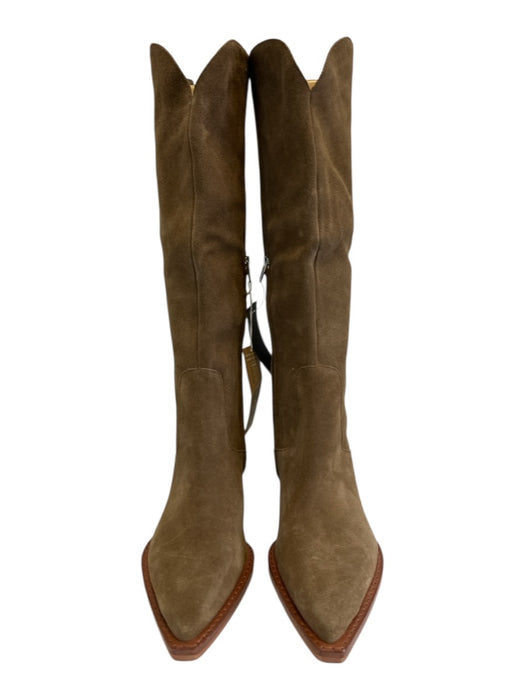 Dolce Vita Shoe Size 10 Brown Suede Stacked Heel Pointed Square Toe Knee Boots Brown / 10