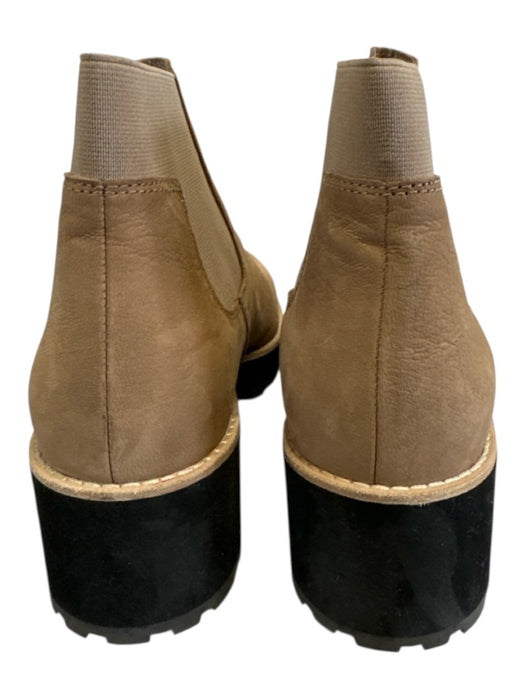 Eileen Fisher Shoe Size 10 Tan Brown & Black Leather & Textile Lug Sole Booties Tan Brown & Black / 10