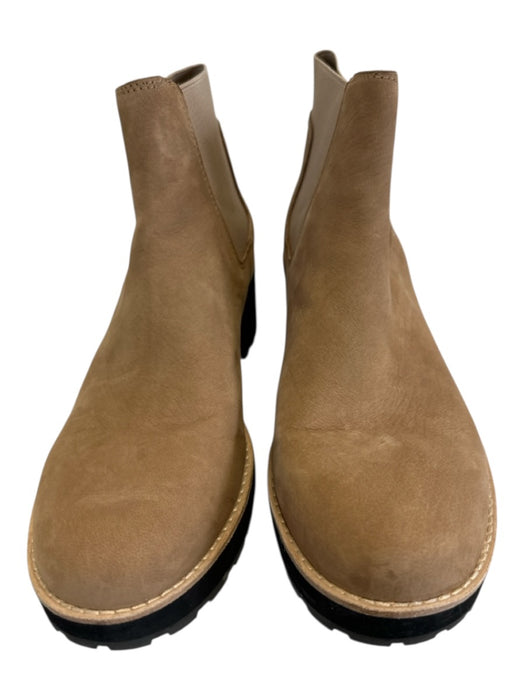 Eileen Fisher Shoe Size 10 Tan Brown & Black Leather & Textile Lug Sole Booties Tan Brown & Black / 10