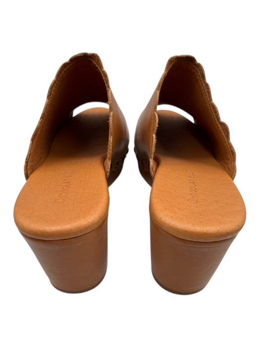Chocolat Blu Shoe Size 8.5 Caramel Brown Leather Studded Peep Toe Clogs Caramel Brown / 8.5