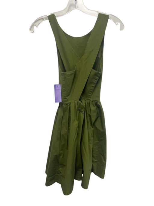 Kate Spade Saturday Size 0 Olive Green Cotton Sleeveless Criss Cross Back Dress Olive Green / 0
