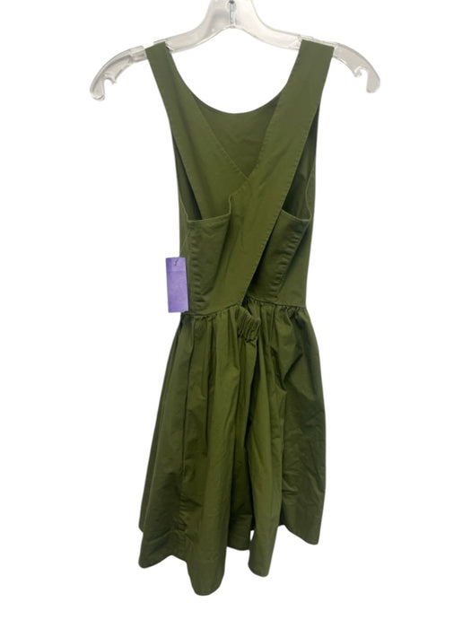 Kate Spade Saturday Size 0 Olive Green Cotton Sleeveless Criss Cross Back Dress Olive Green / 0