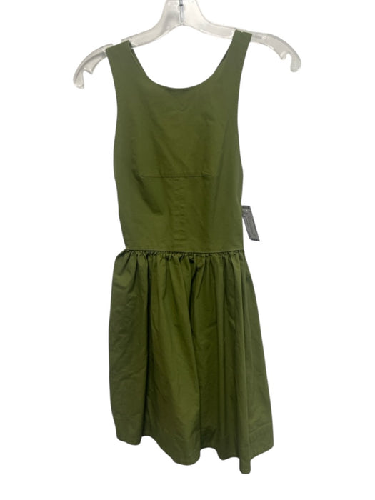 Kate Spade Saturday Size 0 Olive Green Cotton Sleeveless Criss Cross Back Dress Olive Green / 0