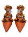 Valentino Shoe Size 37 Orange & Gold Leather Pointed Toe Rock Studs Flats Orange & Gold / 37