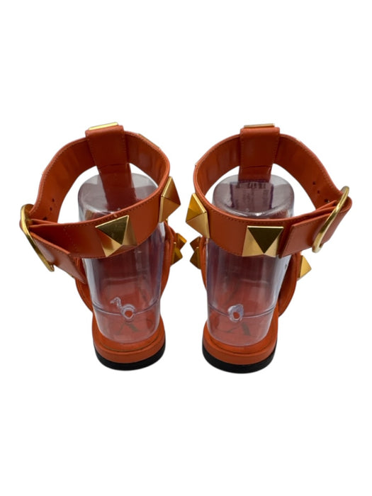 Valentino Shoe Size 37 Orange & Gold Leather Pointed Toe Rock Studs Flats Orange & Gold / 37