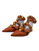 Valentino Shoe Size 37 Orange & Gold Leather Pointed Toe Rock Studs Flats Orange & Gold / 37