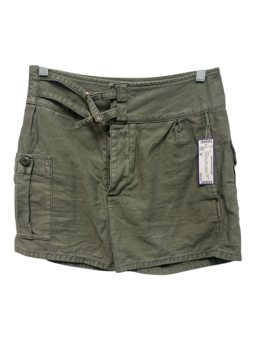 Frame Size 26 Army Green Cotton High Rise Cargo Pockets Button Fly Shorts Army Green / 26