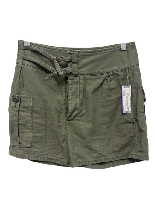 Frame Size 26 Army Green Cotton High Rise Cargo Pockets Button Fly Shorts Army Green / 26