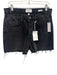 Frame Size 28 Black Cotton Denim Distressed Button Fly High Rise Shorts Black / 28