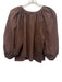 Staud Size L Brown Cotton 3/4 Balloon Sleeve Button Up V Neck Top Brown / L