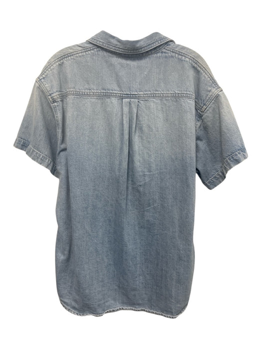 Denim Forum Size 2 Light Wash Cotton Denim Button Up Collar short sleeve Top Light Wash / 2