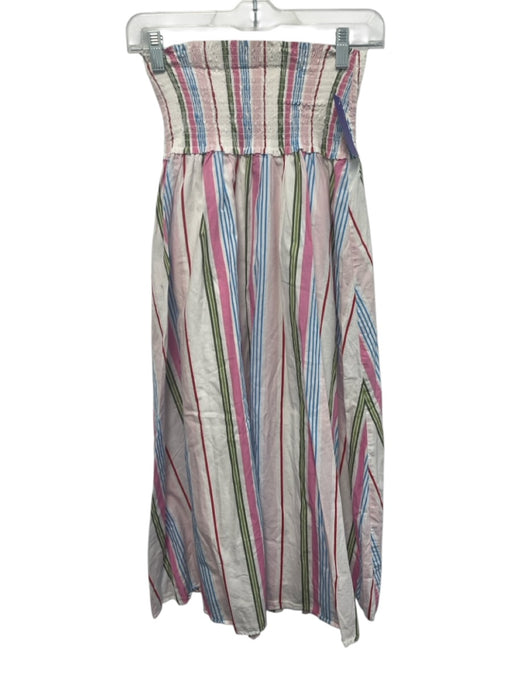 Hill House Size S Pink, Blue, Green Cotton High Rise Striped Smock Waist Skirt Pink, Blue, Green / S