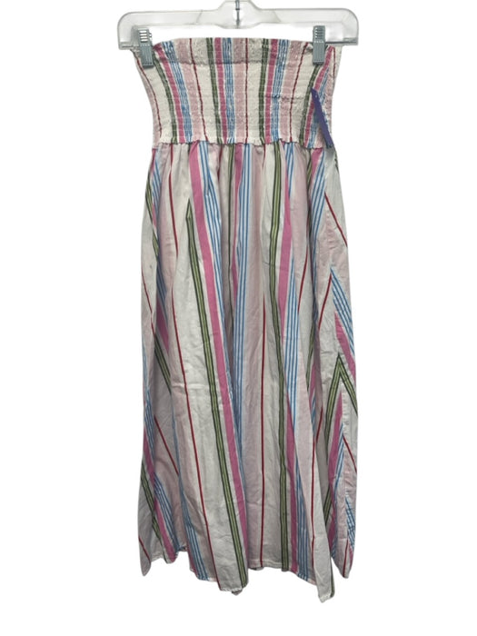 Hill House Size S Pink, Blue, Green Cotton High Rise Striped Smock Waist Skirt Pink, Blue, Green / S