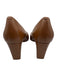 Tory Burch Shoe Size 7.5 Brown Leather Block Heel Round Toe Logo Pumps Brown / 7.5