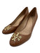 Tory Burch Shoe Size 7.5 Brown Leather Block Heel Round Toe Logo Pumps Brown / 7.5
