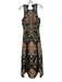 Jovani Size 4 Black & Gold Print Polyester Embroidered Beaded Floral Gown Black & Gold Print / 4