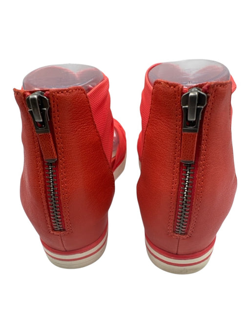 Eileen Fisher Shoe Size 6 Red Leather Mesh Detail Back Zip Sandals Red / 6