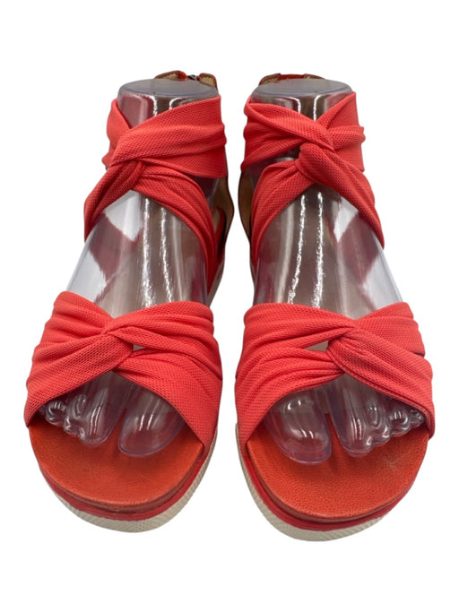 Eileen Fisher Shoe Size 6 Red Leather Mesh Detail Back Zip Sandals Red / 6