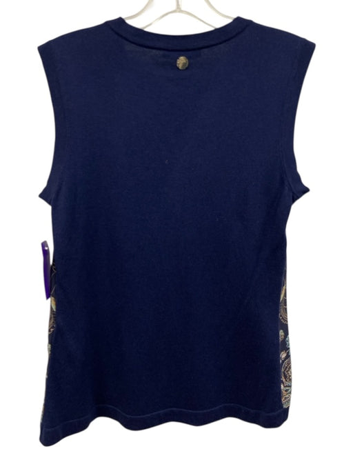 Versace Collection Size 40 Navy Blue Silk & Cotton Sleeveless V Neck Top Navy Blue / 40
