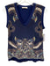 Versace Collection Size 40 Navy Blue Silk & Cotton Sleeveless V Neck Top Navy Blue / 40