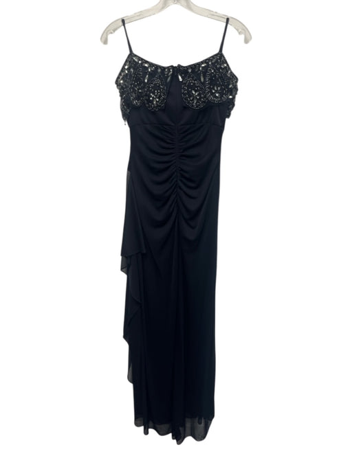 Xscape Size 2P Navy Blue Polyester Beaded Neckline Off Shoulder Gown Navy Blue / 2P