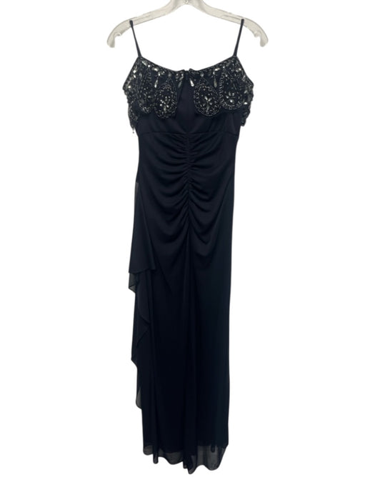 Xscape Size 2P Navy Blue Polyester Beaded Neckline Off Shoulder Gown Navy Blue / 2P