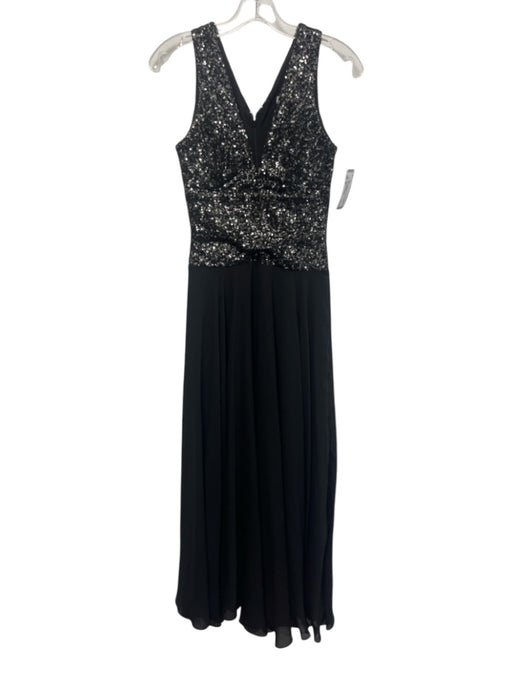 Dress the Population Size XS Black & Silver Sleeveless Sequins V Neck Gown Black & Silver / XS