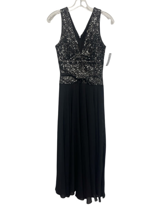 Dress the Population Size XS Black & Silver Sleeveless Sequins V Neck Gown Black & Silver / XS