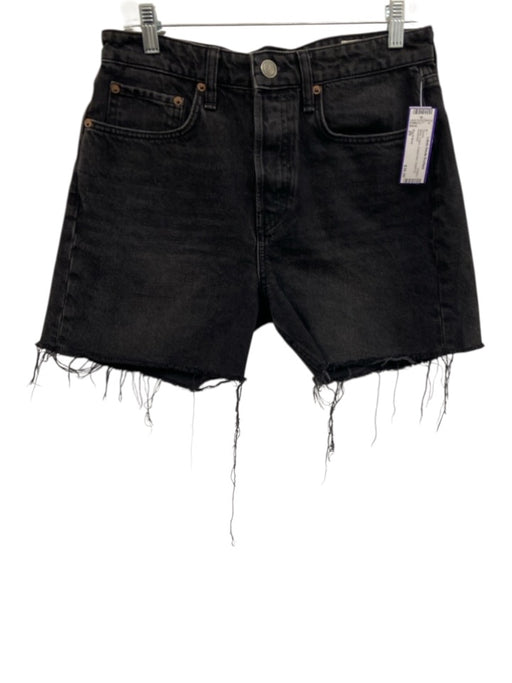 Rag & Bone Size 29 Black Cotton Frayed Hem Button Fly Shorts Black / 29