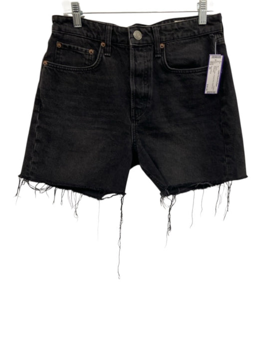 Rag & Bone Size 29 Black Cotton Frayed Hem Button Fly Shorts Black / 29