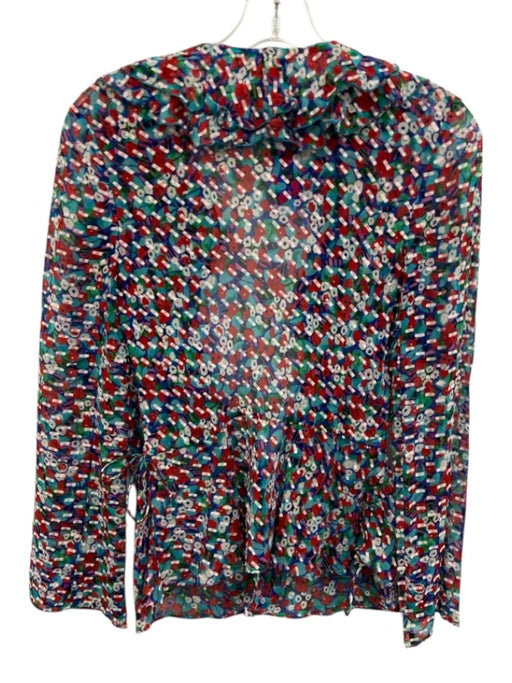 Saloni Size 2 Multicolor Silk & Polyester Ruffle Tie Detail Sheer Top Multicolor / 2