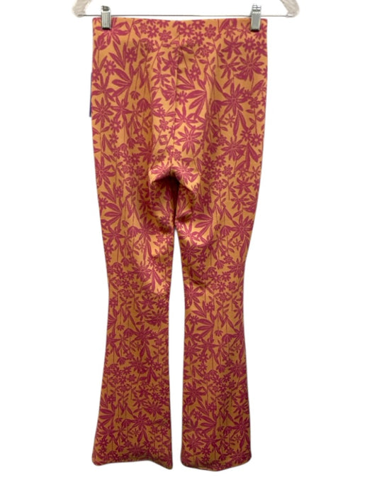 Zara Size S Pink & Orange Synthetic Elastic Waist Flare Floral Print Pants Set Pink & Orange / S