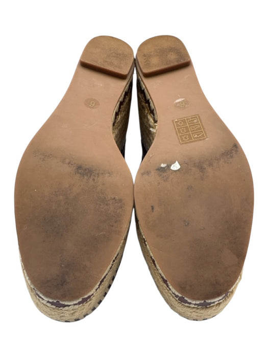 Tory Burch Shoe Size 6 Red & Beige Leather Platform Jute Espadrille Red & Beige / 6