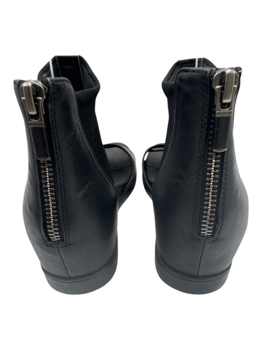 Eileen Fisher Shoe Size 6.5 Black Leather Back Zip Wedge Sandals Black / 6.5